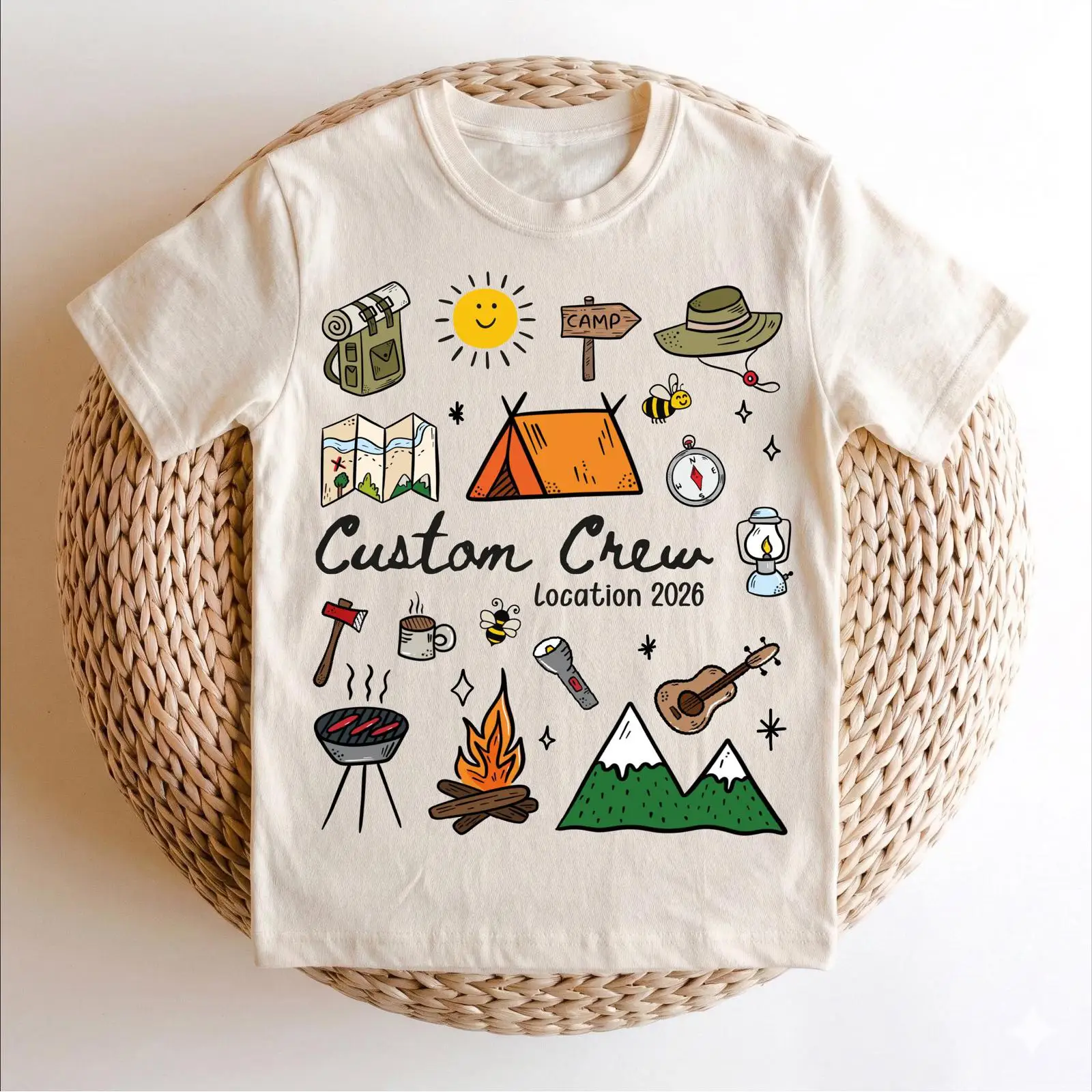 Outdoor Adventure Group - Personalisiertes Camping-Crew-T-Shirt 2026 für Familienausflüge, Outdoor-Abenteuer