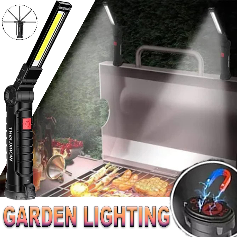 Outdoor Adventures - Tragbare LED-Taschenlampe mit Magnethaken, Outdoor-Reparatur-Arbeitsleuchte, wiederaufladbare