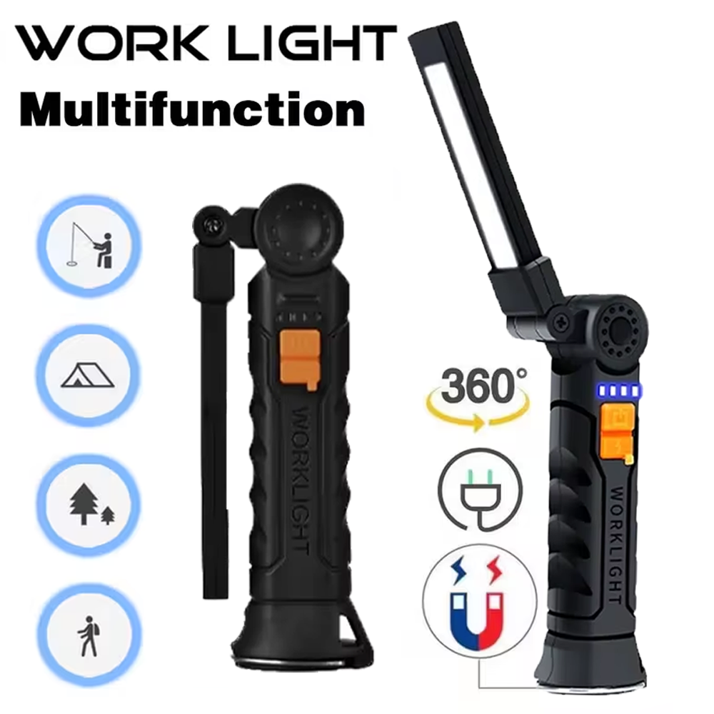 Outdoor Adventures - Tragbare COB-LED-Taschenlampe, wiederaufladbare USB-Taschenlampe mit magnetischer