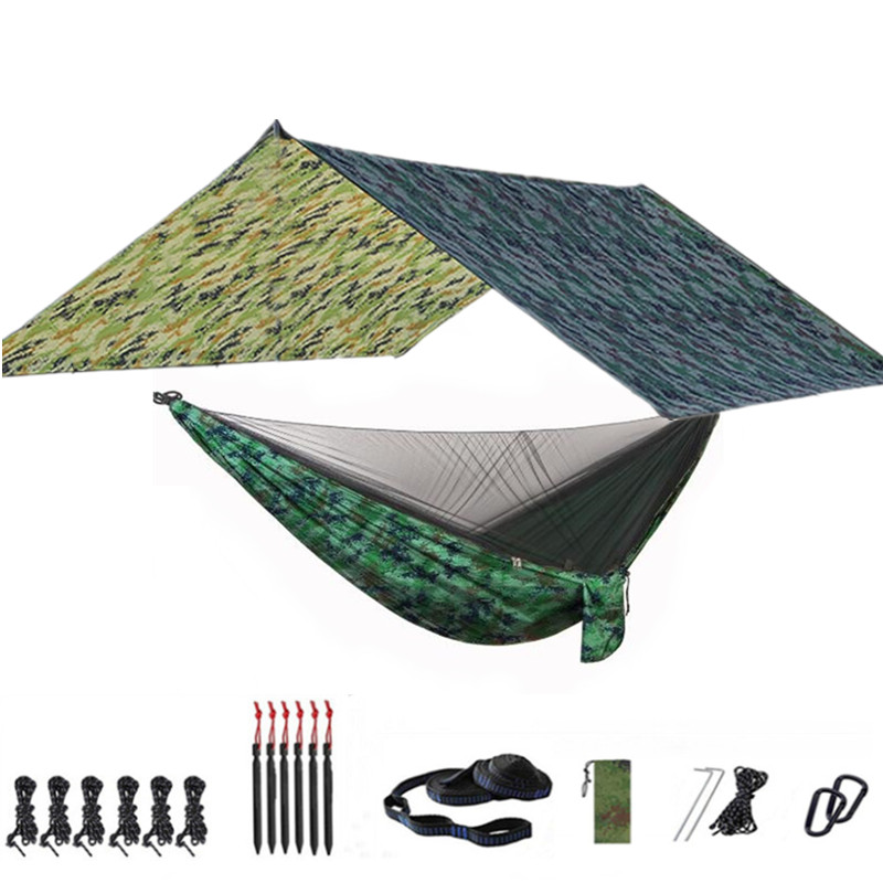 Hammock Rain Tarp - Camping-Hängematte mit Regenfliegenplane und Netz, tragbare