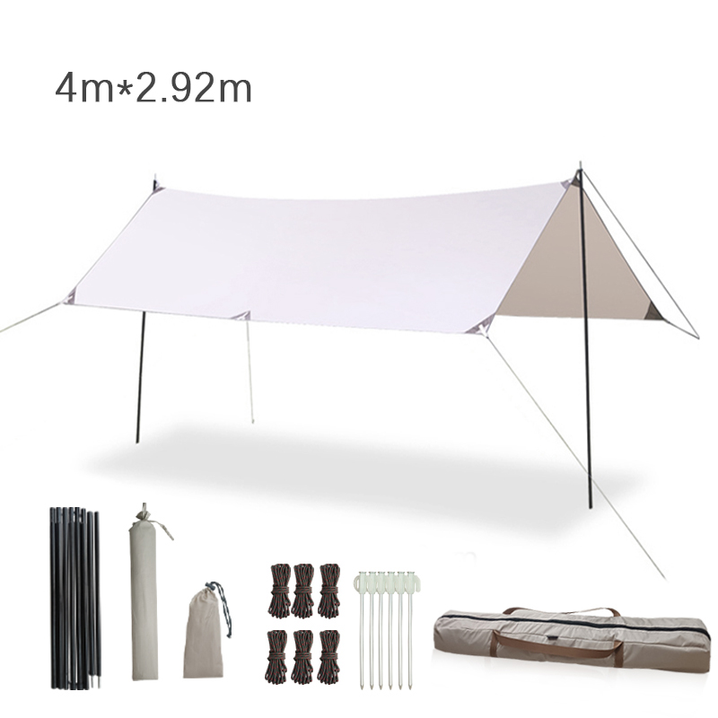 Hammock Rain Tarp - 400*292cm Hängematte Regenschutzplane Camping-Tarp mit Stangen
